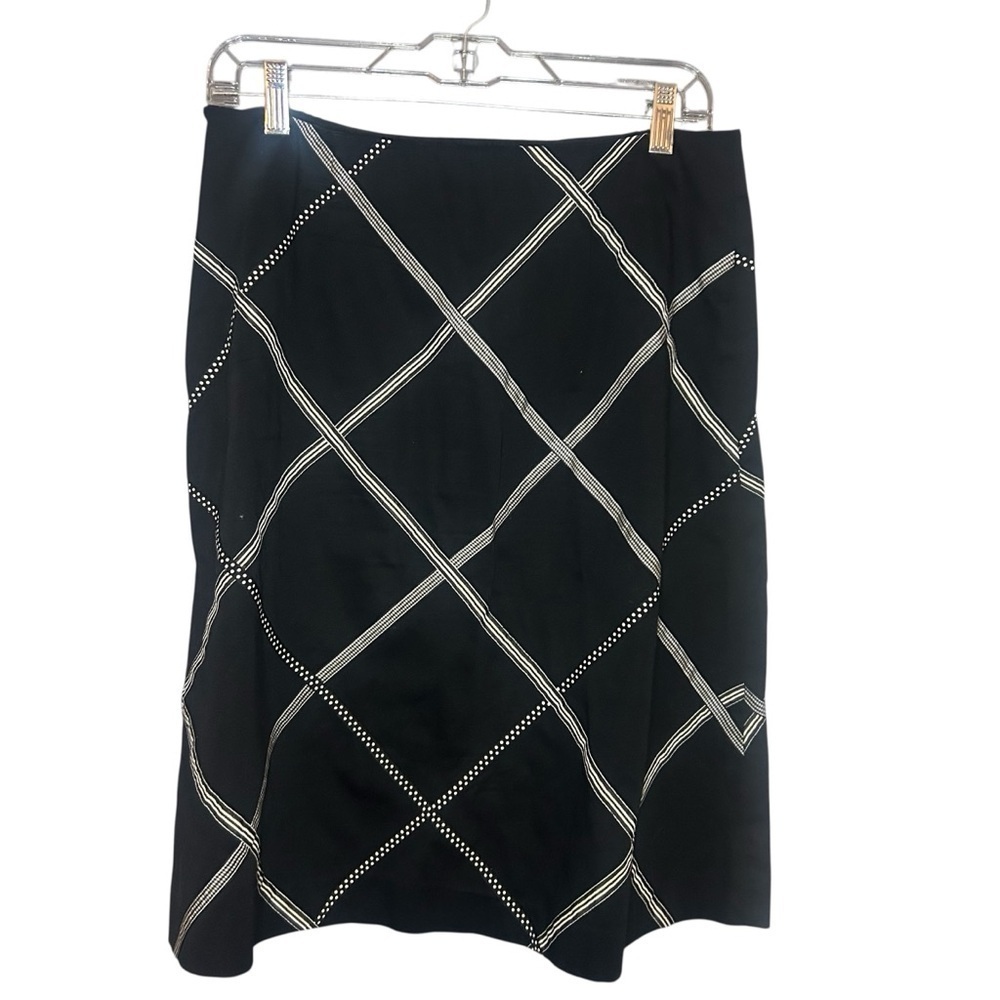 Talbots Black White Check Pencil Skirt Women’s Size 10 Stretch